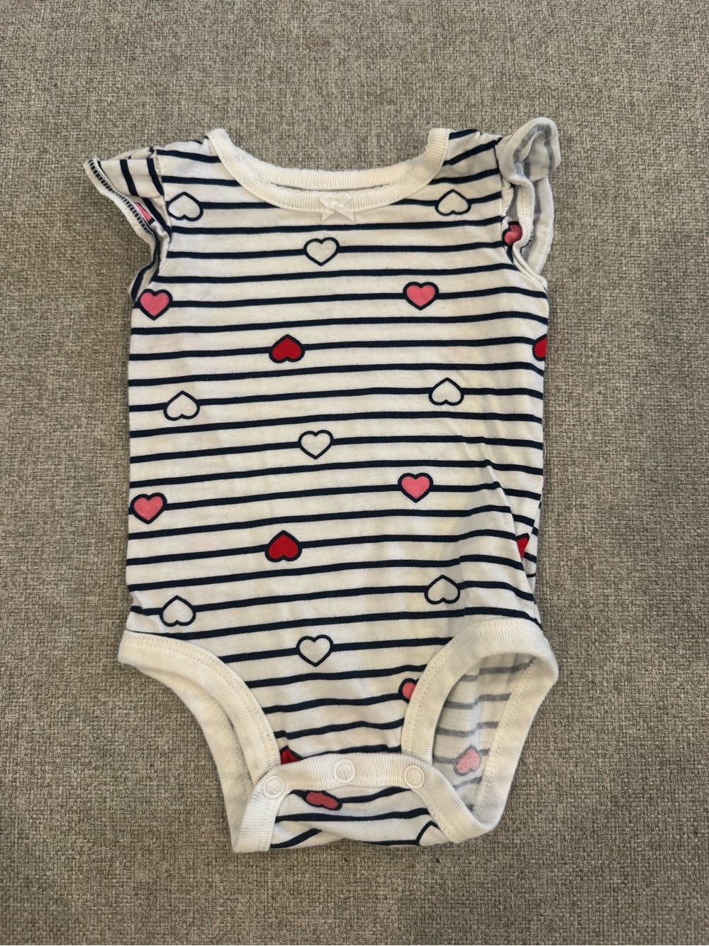 Carter's White Navy Striped One-Piece with Red & Pink Hearts